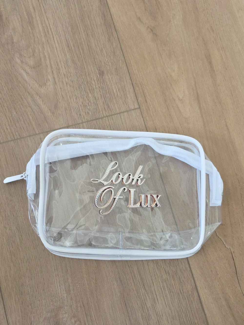 Clear Cosmetic Pouch in White Trim